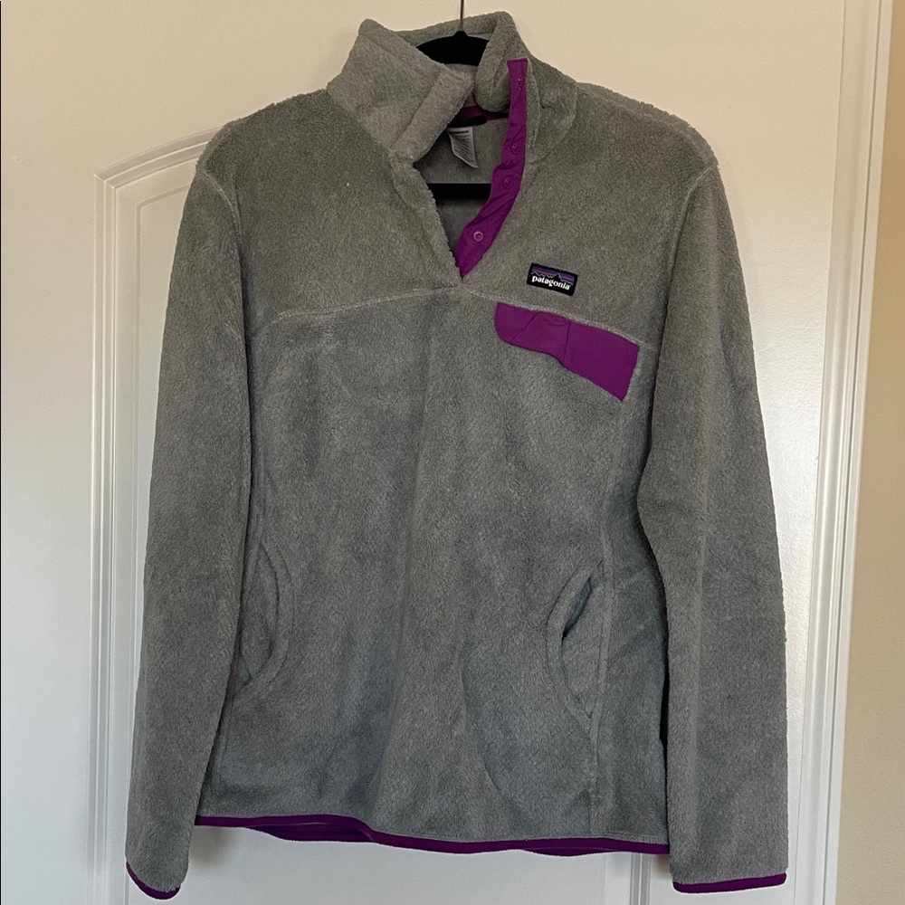 Patagonia Gray Fleece with Purple Accents